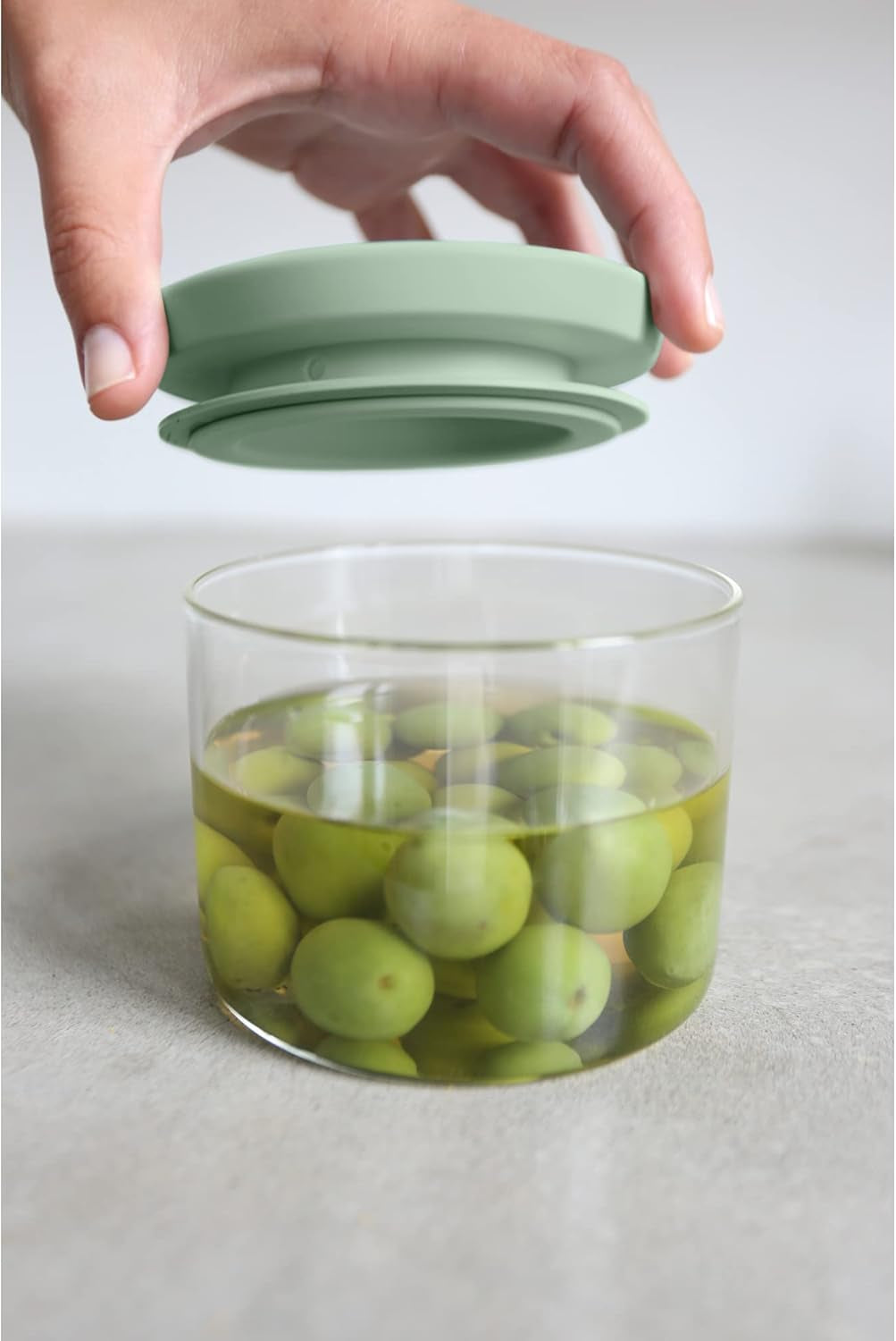 Brabantia - Récipient en verre empilable avec couvercle - Lot de 3 - Conservation des aliments - Garde les aliments frais plus longtemps - Joint en silicone - Passe au lave-vaisselle - Gris foncé/Gris clair/Vert jade - Boîtes de conservation alimentaire 0,3L/0,6L/1,1L Naty Shop