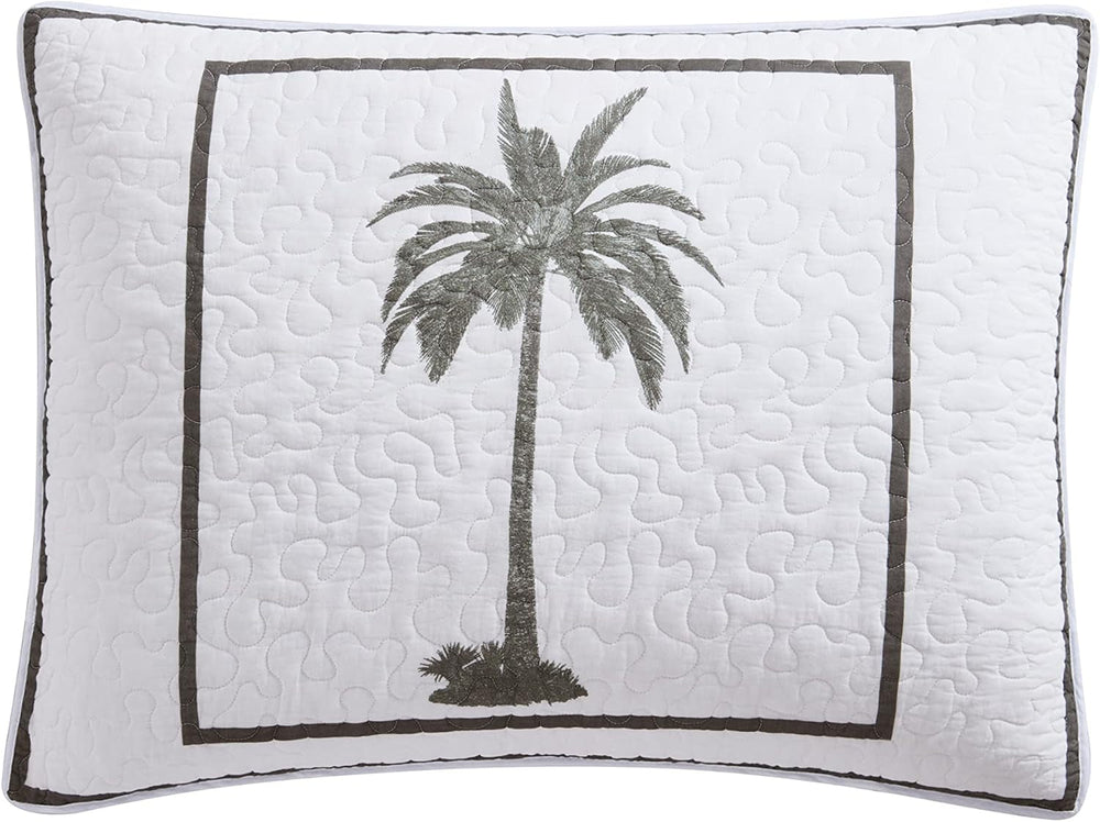 Tommy Bahama Collection Palm Island | Couette - 100% coton, réversible, douce et respirante, prélavée pour plus de douceur, lit king size, gris Couettes et couettes Naty Shop