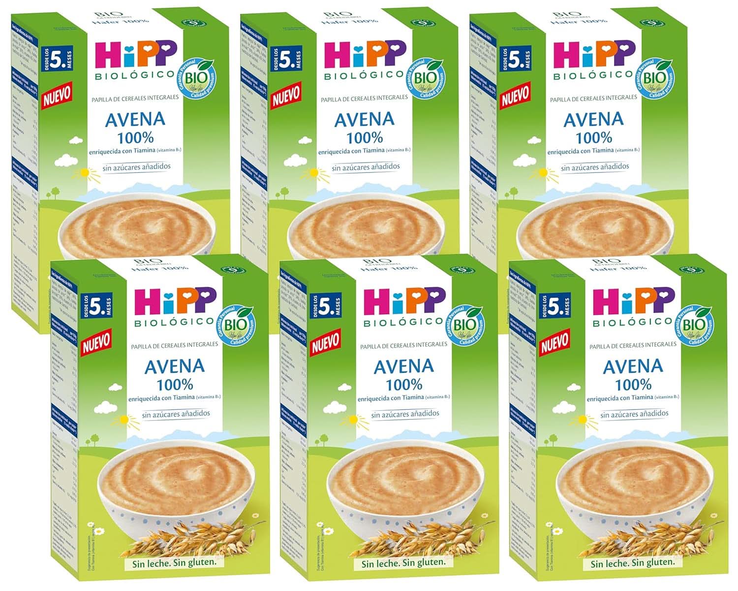 Bouillie de céréales Hipp non sucrée, 100% riz, sans gluten, paquet de 6 (6 x 200 g) Mère et Enfant Naty Shop 6 x 200 grammes 100% Avoine