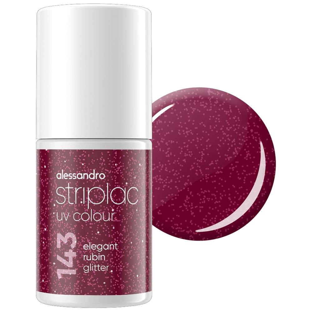 Vernis à ongles UV alessandro Striplac Elegant Ruby - Délicat et longue tenue - S'enlève facilement grâce à la technologie peel-off - Vegan et cruelty-free - 8 ml