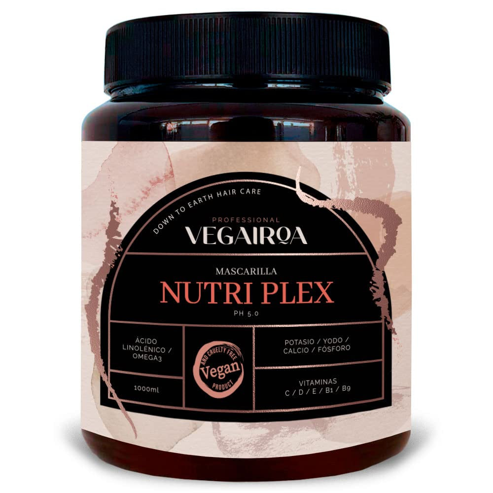 VEGAIROA - Nutri Plex Mask - Îngrijire intensivă - Îngrijire hidratantă profundă - Efect de protecție împotriva încrețirii - Pentru păr uscat - Produs profesional vegan de coafură - 1000 g Masca de par Naty Shop Titlu implicit