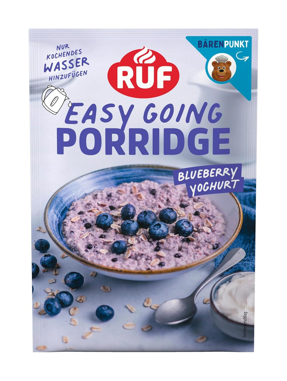 Gruau instantané RUF aux fraises et à la vanille, un repas d'été à base d'avoine prêt en 3 minutes, 1 sachet x 65g