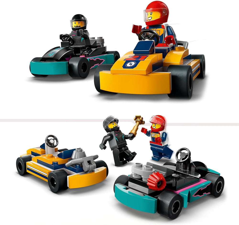 LEGO City Go-Karts avec pilotes, ensemble de 2 figurines pilotes et voitures de course, jouet de voitures pour garçons et filles de 5 ans, cadeau amusant pour les enfants 60400 ensembles de construction Besuche den LEGO-Store