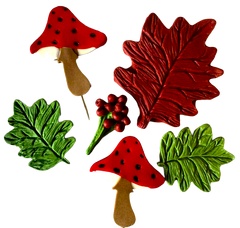 Lot de 6 décorations comestibles d'automne pour gâteaux – Pâte à sucre faite main, 5–9 cm