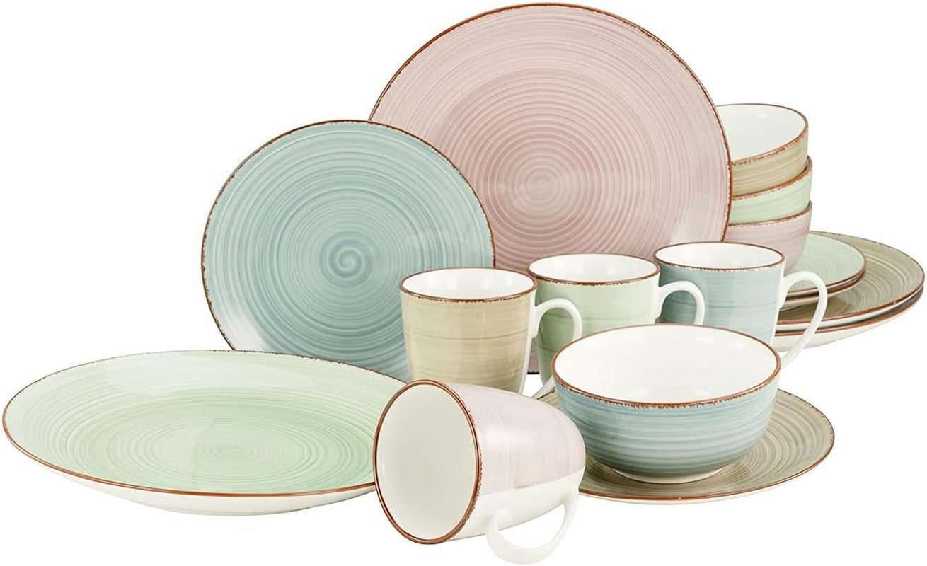 CreaTable, 22582, série SAMBA, service de table 16 pièces pour 4 personnes, service combiné en porcelaine, passe au lave-vaisselle et au micro-ondes, fabrication de qualité