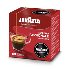 Lavazza, A Modo Mio Passionale, 256 capsules de café, pour un Espresso aux notes de caramel et de chocolat, 100% Arabica, intensité 11/13, torréfaction foncée, 16 paquets x 16 capsules