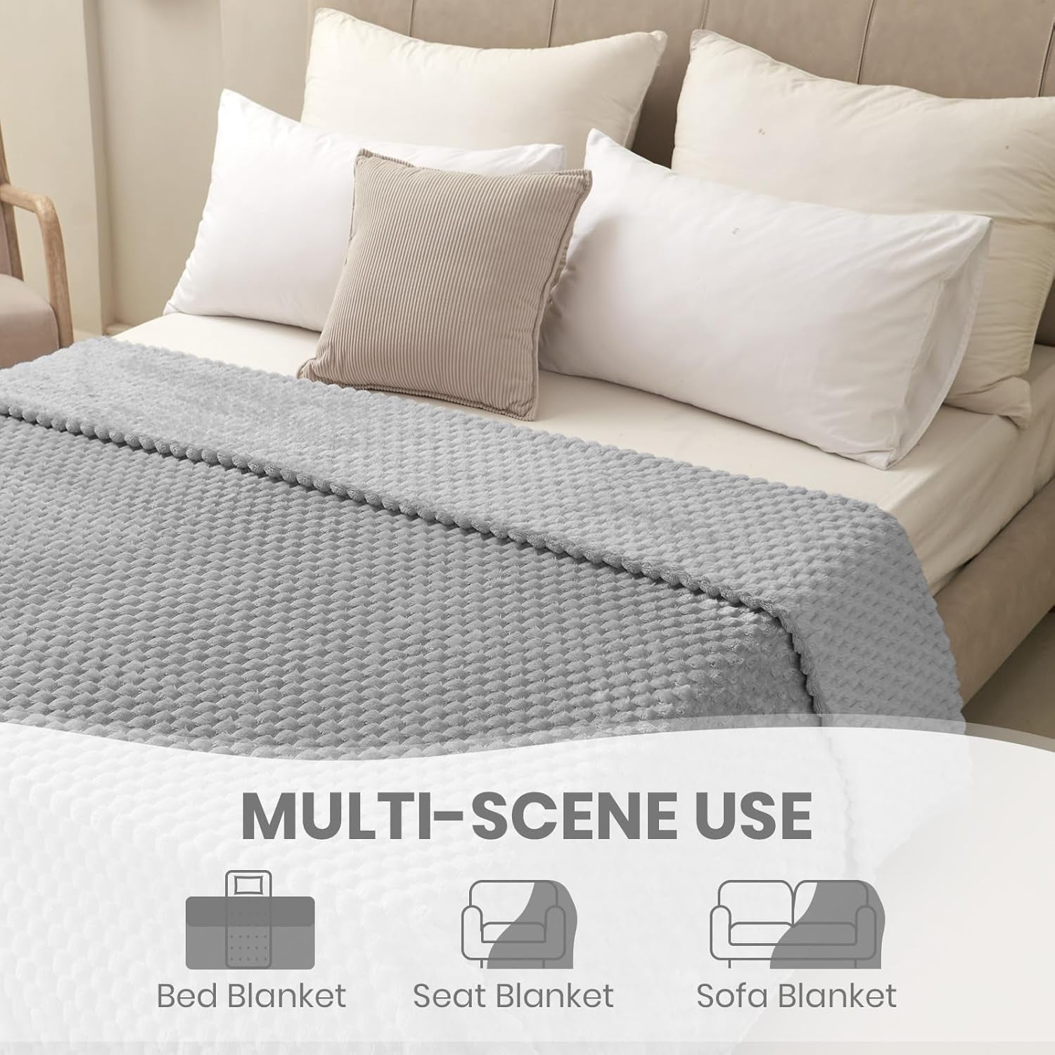 Good Nite Couverture Confort Couverture Moelleuse 150 X 200 cm Couvre-lit en Microfibre Douce Couverture de Canapé Couverture Confort Couverture Polaire Chaude pour Canapé et Lit Chambre Bureau Gris Good Nite Lits et Couvertures