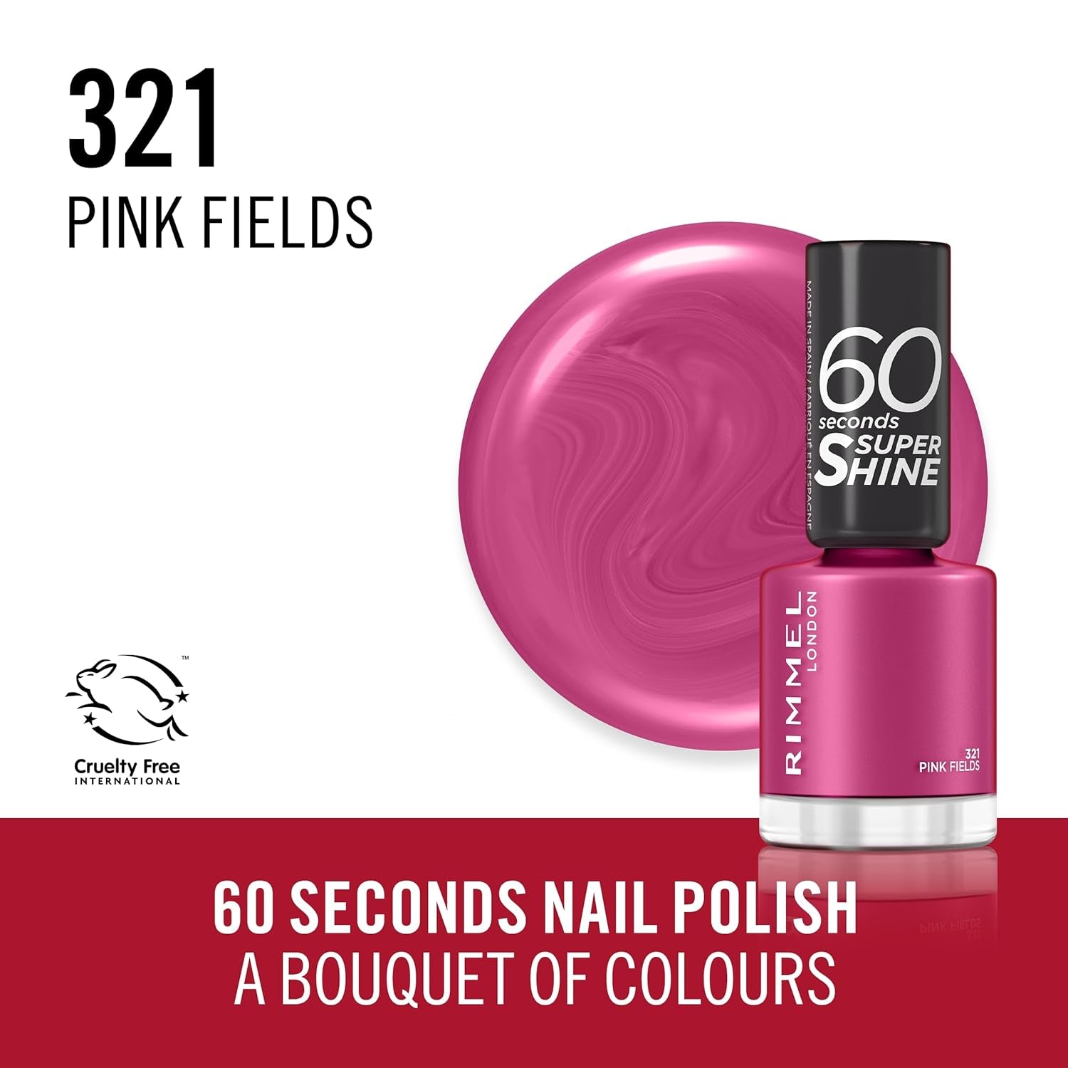 Vernis à ongles super brillant Rimmel 60 secondes - 321 champs roses