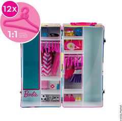 Theo Klein - 5801 - Armoire Barbie avec tringles à vêtements et compartiments, jouet à partir de 3 ans, accessoires inclus, multicolore