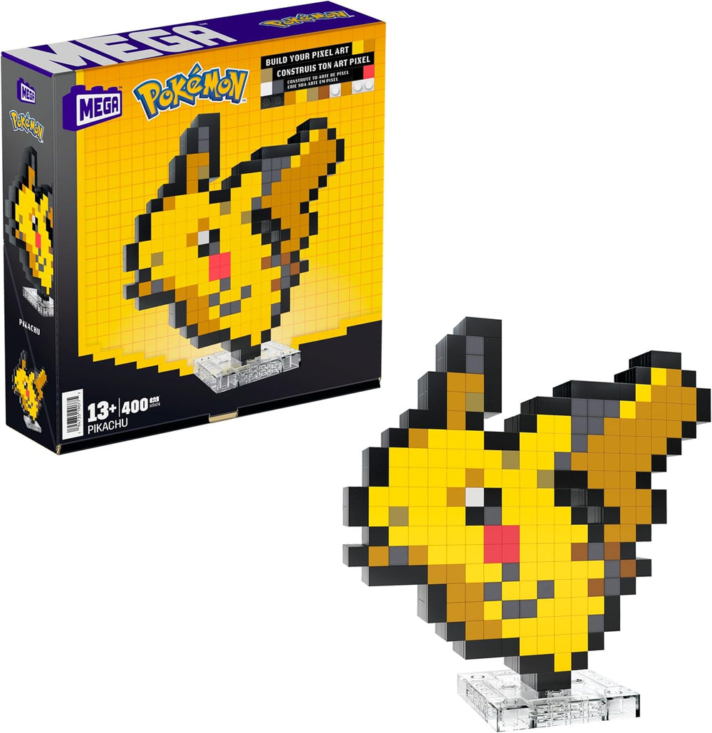 MEGA Pokémon Schiggy - Figurine conçue au look rétro, Pixel Art, 15 cm de large, avec base pour le montage mural, pour les enfants et les adultes, HTH77