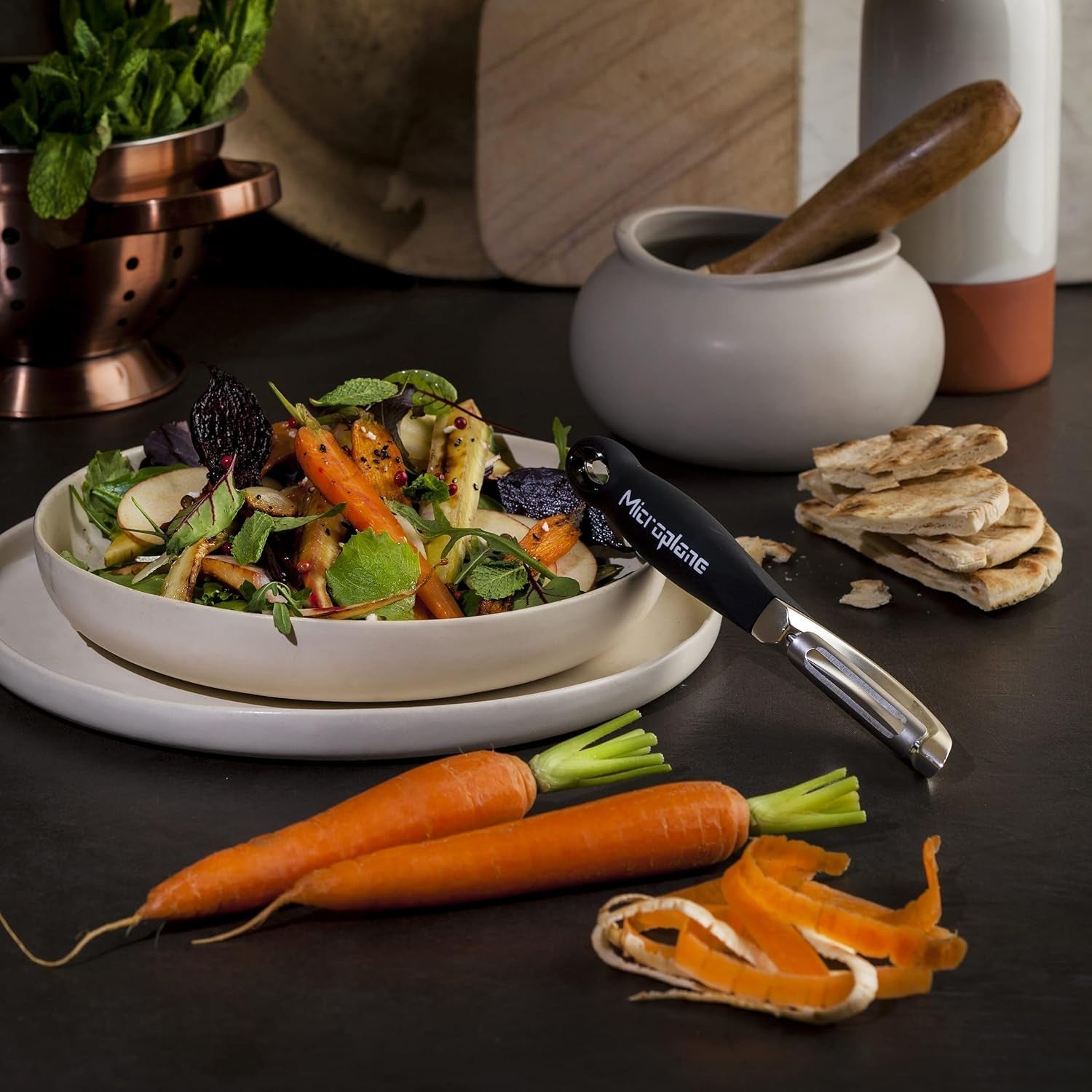 Naty Shop Microplane Éplucheur ambidextre professionnel à double lame en acier inoxydable