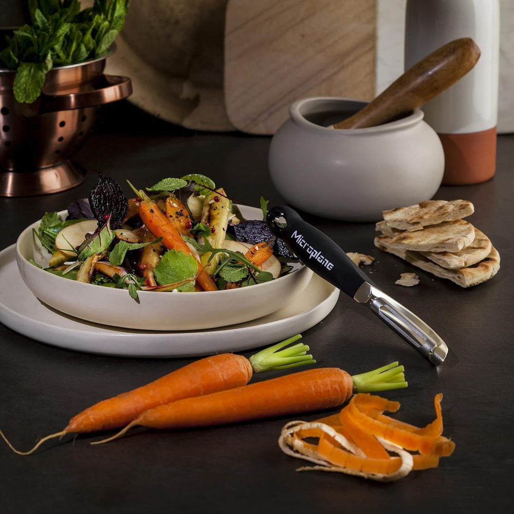 Naty Shop Microplane Éplucheur ambidextre professionnel à double lame en acier inoxydable