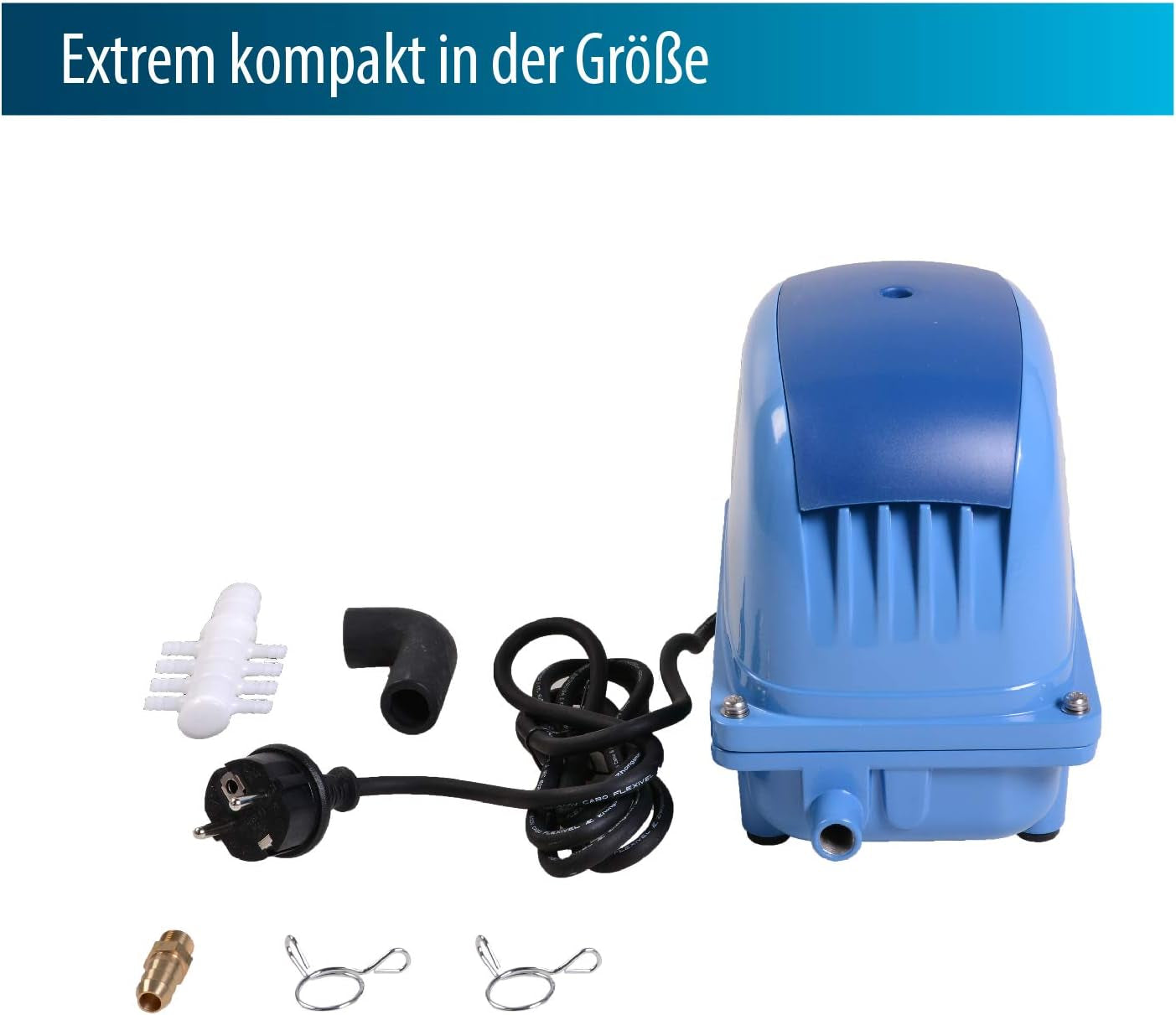 Pompe à air AquaForte AP-35 20 watts pression maximale 2,8 m convient aux piscines et étangs jusqu'à 18 m³ de poissons max. 15 000 litres, koi max. 7 500 litres, 2,7 kg, sortie 16,5 mm