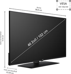 Televizor JVC LT-40VF4455 de 40 de inci, televizor Full HD cu diagonală de ecran de 102 cm și tuner triplu integrat, televizor LED negru