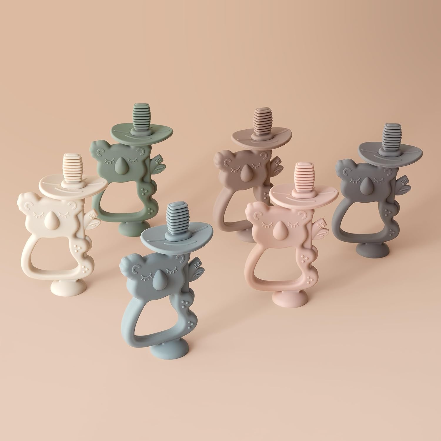 Moonkie Jouet de dentition en silicone sans BPA, brosse à dents pour bébé avec ventouse et rotation à 360°, idéale pour les bébés de 6 à 12 mois