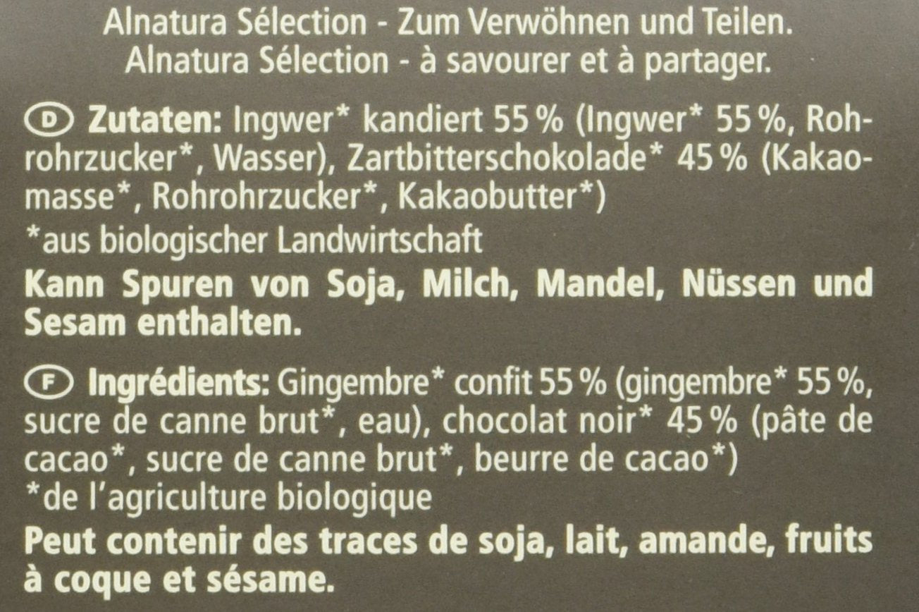 Barres de gingembre enrobées de chocolat bio Selection, 90g