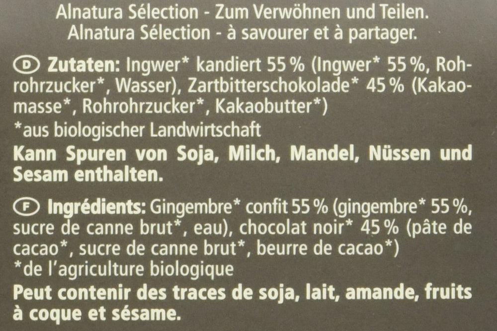 Barres de gingembre enrobées de chocolat bio Selection, 90g