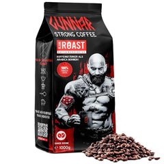 Rôti vierge - GUNNAR - 1kg - Café de Bohême entier extra fort - Kräftige Robusta-Röstung - 494mg Kaffein je Tasse - Würzig & Kraftvoll mit Noten von dunkler Schokolade - Säurearm