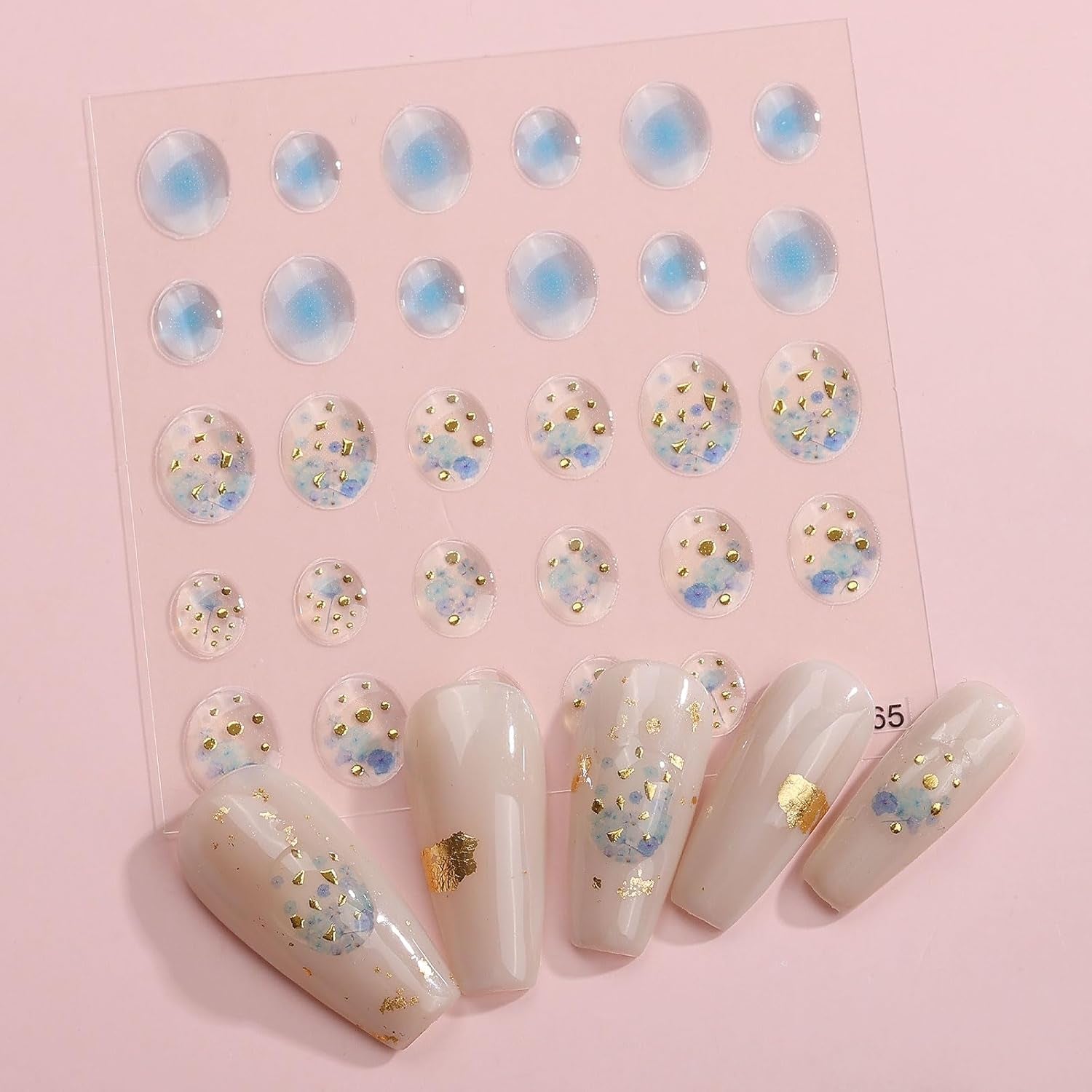 JMEOWIO 6 Blatt 3D Nagelsticker Goldene Unregelmäßige Geometrische Nail Art Sticker Selbstklebend Nagelaufkleber 5D Stereoskopisch Dekoration Nageldesign Zubehör