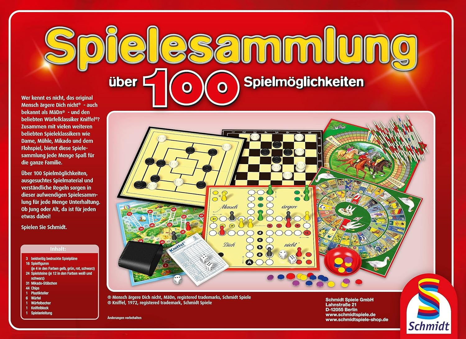 Schmidt Spiele 49147 - Colecție de jocuri, cu 100 de opțiuni de joc