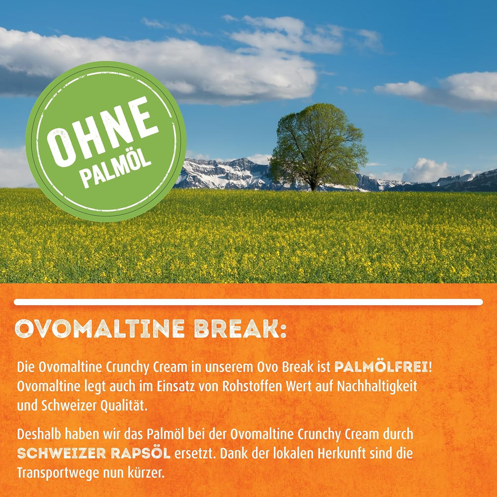 Ovomaltine OVO BREAK Gaufrette et Barre de Chocolat - une collation croustillante au goût incomparable de notre populaire Crème Crocante, naturellement sans huile de palme (4 x 39g)