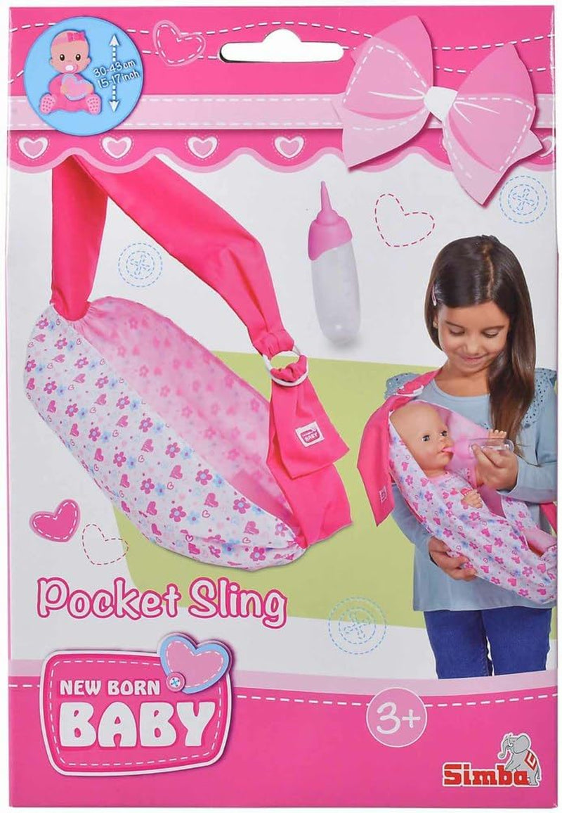 Simba 105560002 Écharpe réglable pour nouveau-né avec sac et biberon pour poupées de 38 à 43 cm, à partir de 3 ans