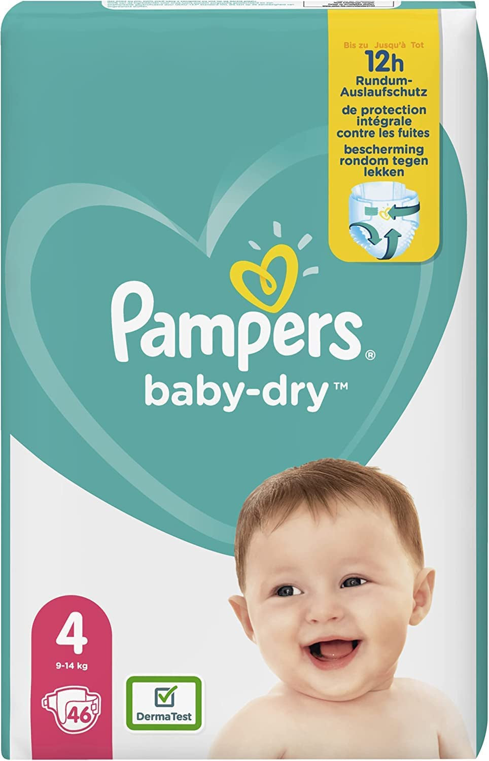 Couches Pampers Baby-Dry, taille 8, 43 couches, à partir de 19 kg, pack Jumbo+