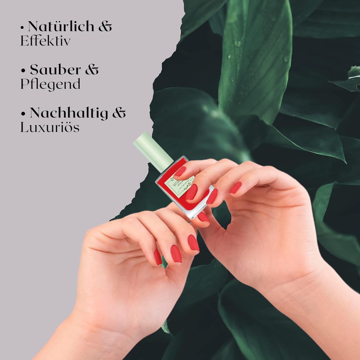 Oja roșie cu uscare rapidă (Poppy Red) - ojă naturală cu formulă vegană - respirabilă, sustenabilă și de lungă durată, 14 ml