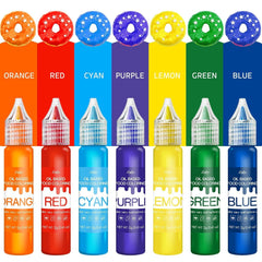 Colorant alimentaire liposoluble - Colorant alimentaire à base d'huile aux couleurs de l'arc-en-ciel pour chocolat, bonbons, gâteaux, pâtisserie - Colorant alimentaire concentré pour la décoration de gâteaux, crème au beurre, fondant - 12 g chacun