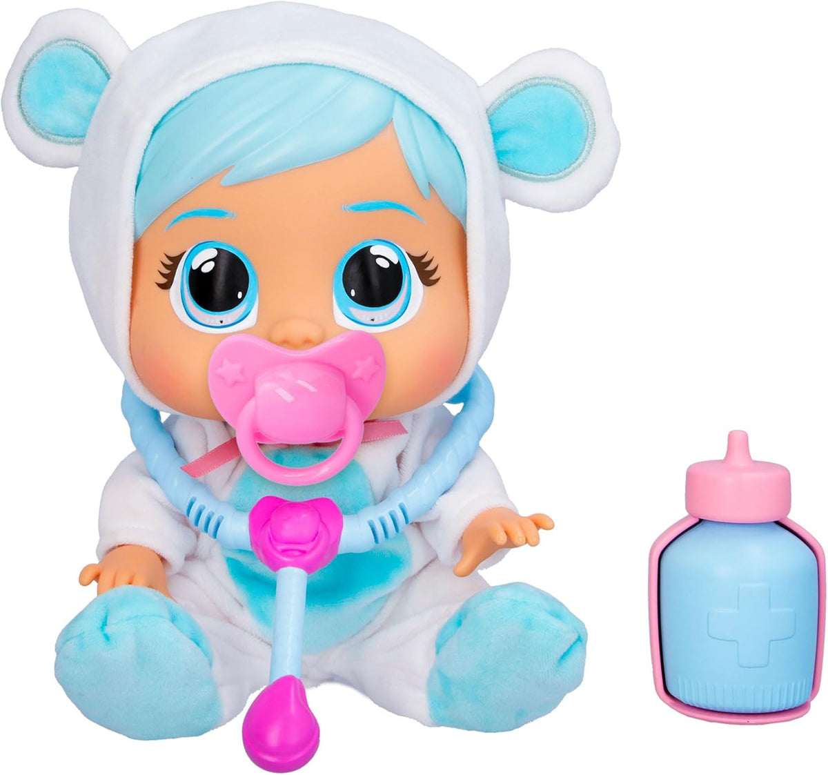 Cry Babies Loving Care Kristal Doll, Kristal Loving Care Baby Doll avec 3 accessoires pour jouer au docteur, soins infirmiers, pleurer avec de vraies larmes, jouet pour bébé de 18 mois