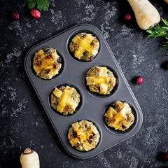 Masterclass 6-Loch-Muffinblech Mit PTFE-, PFOA- Und Bpa-Freiem Antihaftbeschichtung, Robustes 1Mm Dickes Karbonstahlblech, 27 X 18Cm Cupcake-Form Moules et plateaux pour la cuisson Naty Shop