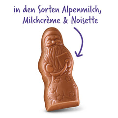 Milka Mini Santas – Mélange de lait alpin, crème de lait et noisettes dans un emballage individuel festif – 120g
