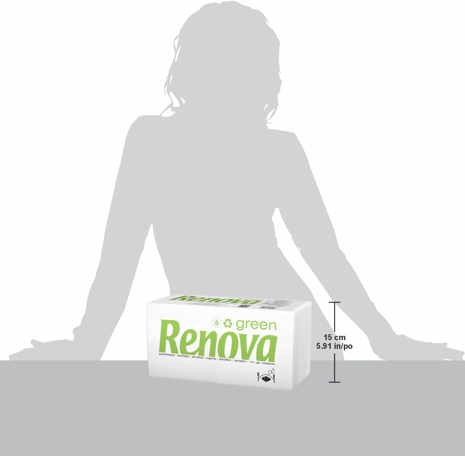 Renova - Mouchoirs Renovagreen, 200 mouchoirs, papier recyclé, Ecolabel européen, format standard