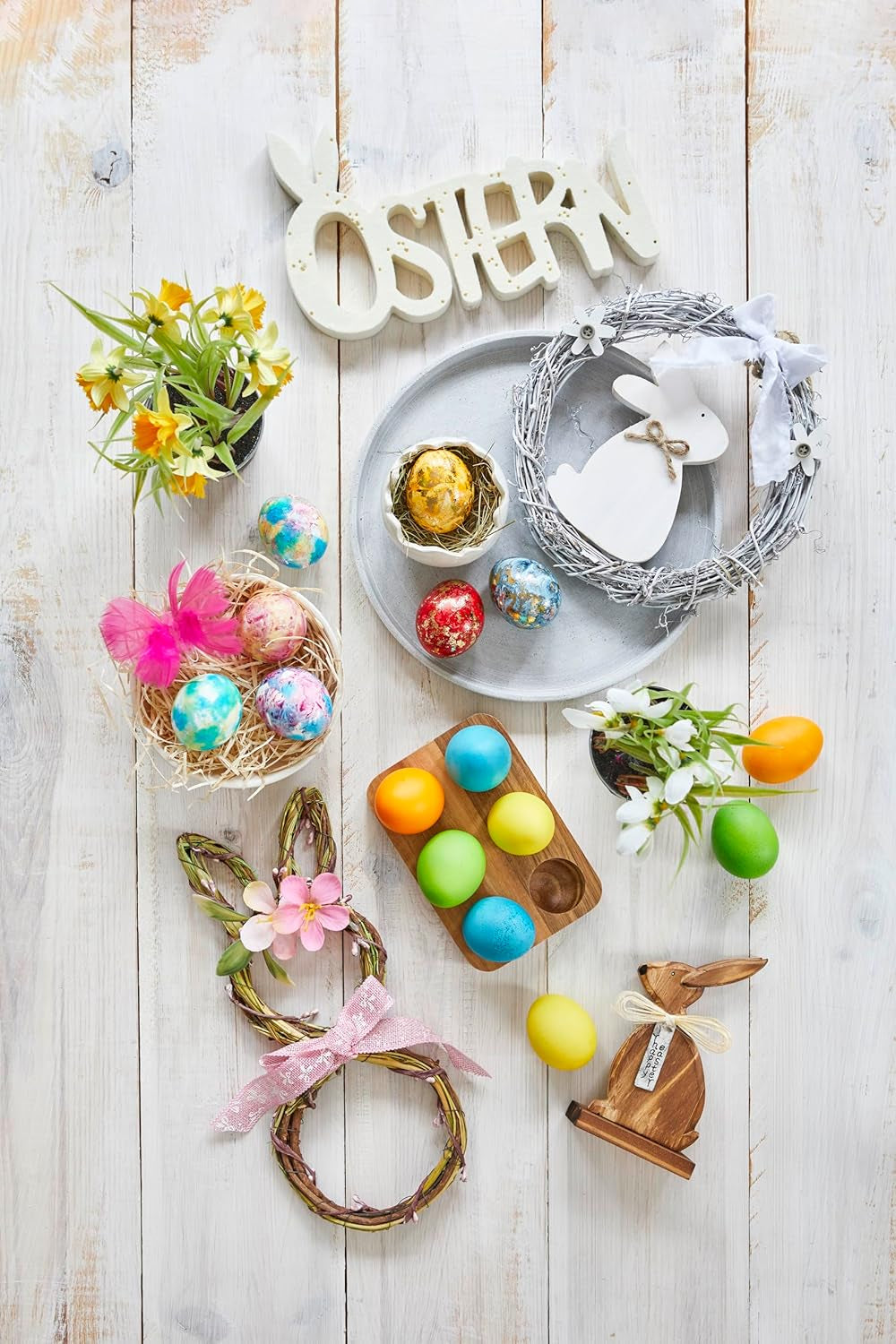 Heitmann Egg Dyes Bright Colors - 4 flacons de teinture pour œufs (jaune, orange, vert, bleu), 2 rehausseurs de couleur, 4 sacs de teinture, 4 clips