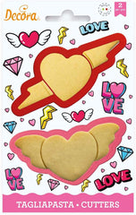 0255063 Boîtes à biscuits en plastique Love, 2 pcs, assorties