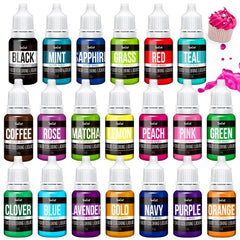 Colorant alimentaire - 20 couleurs colorant alimentaire liquide hautement concentré pour gâteaux, pâtisserie, œufs de Pâques, boissons - colorant alimentaire sans sucre pour fondant, glaçage, slime, décoration de gâteaux - 10 ml chacun