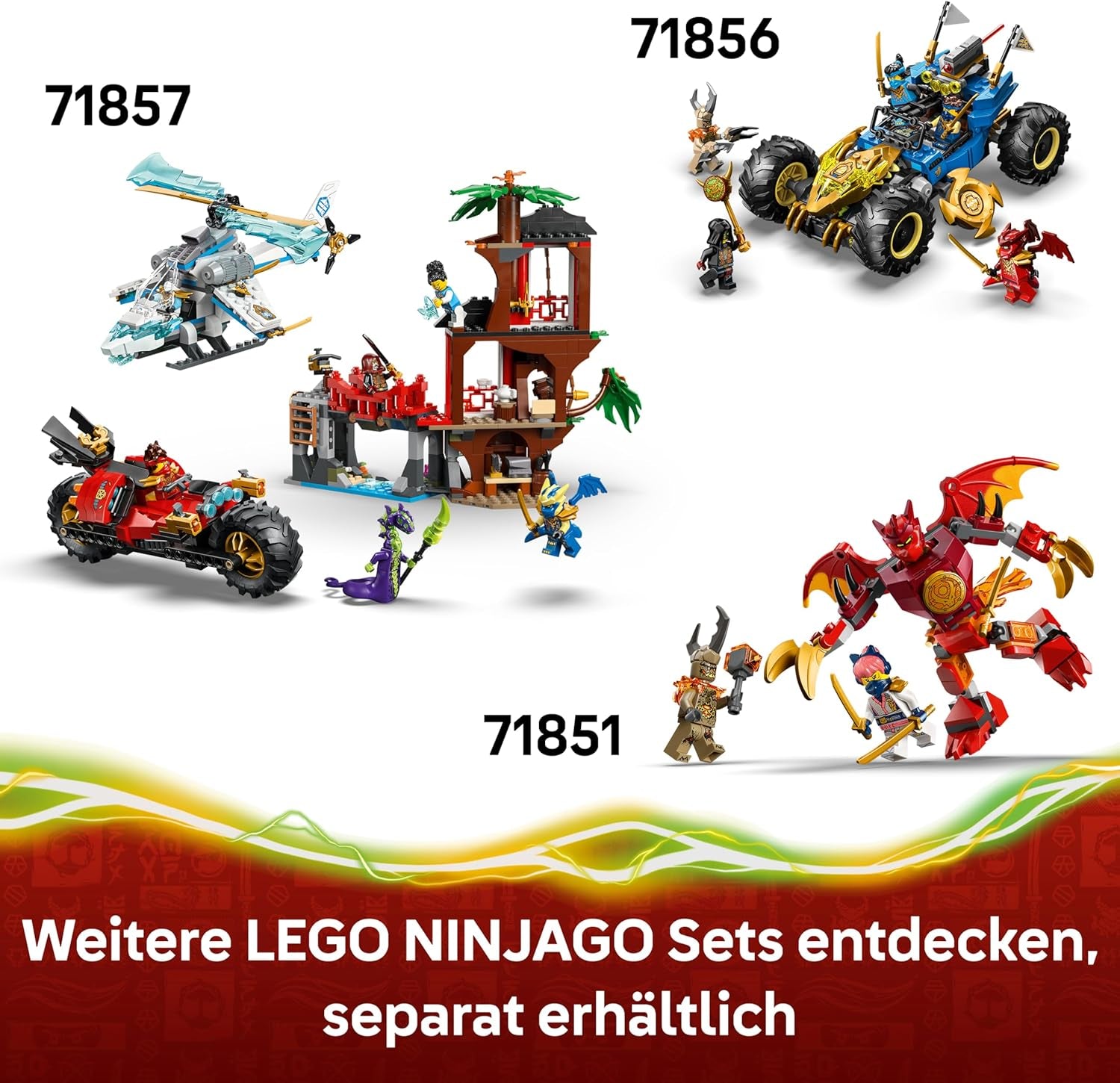 LEGO NINJAGO Le Drache des Lebens - Jeu de Ninja avec figurine Drachenfigur, Mini Monster Mech, 8 figurines et Schwertern - Créations créatives pour les jeunes et les filles à partir de 8 ans et les fans - 71859