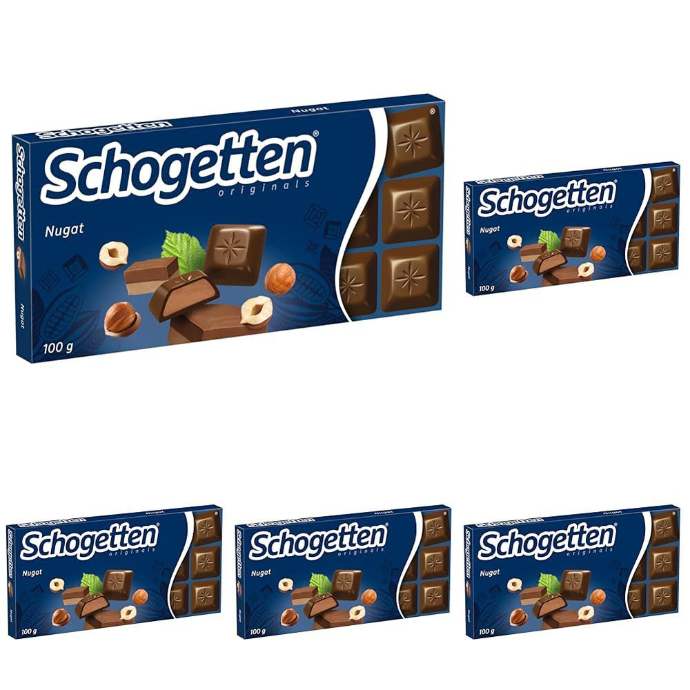 Tablette de chocolat Schogetten Nougat 100g, portion individuelle. Un délice. Pièce par pièce.