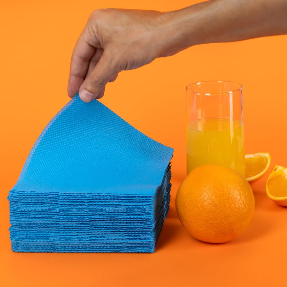 Serviettes en papier Renova, étiquette rouge bleue 70 serviettes