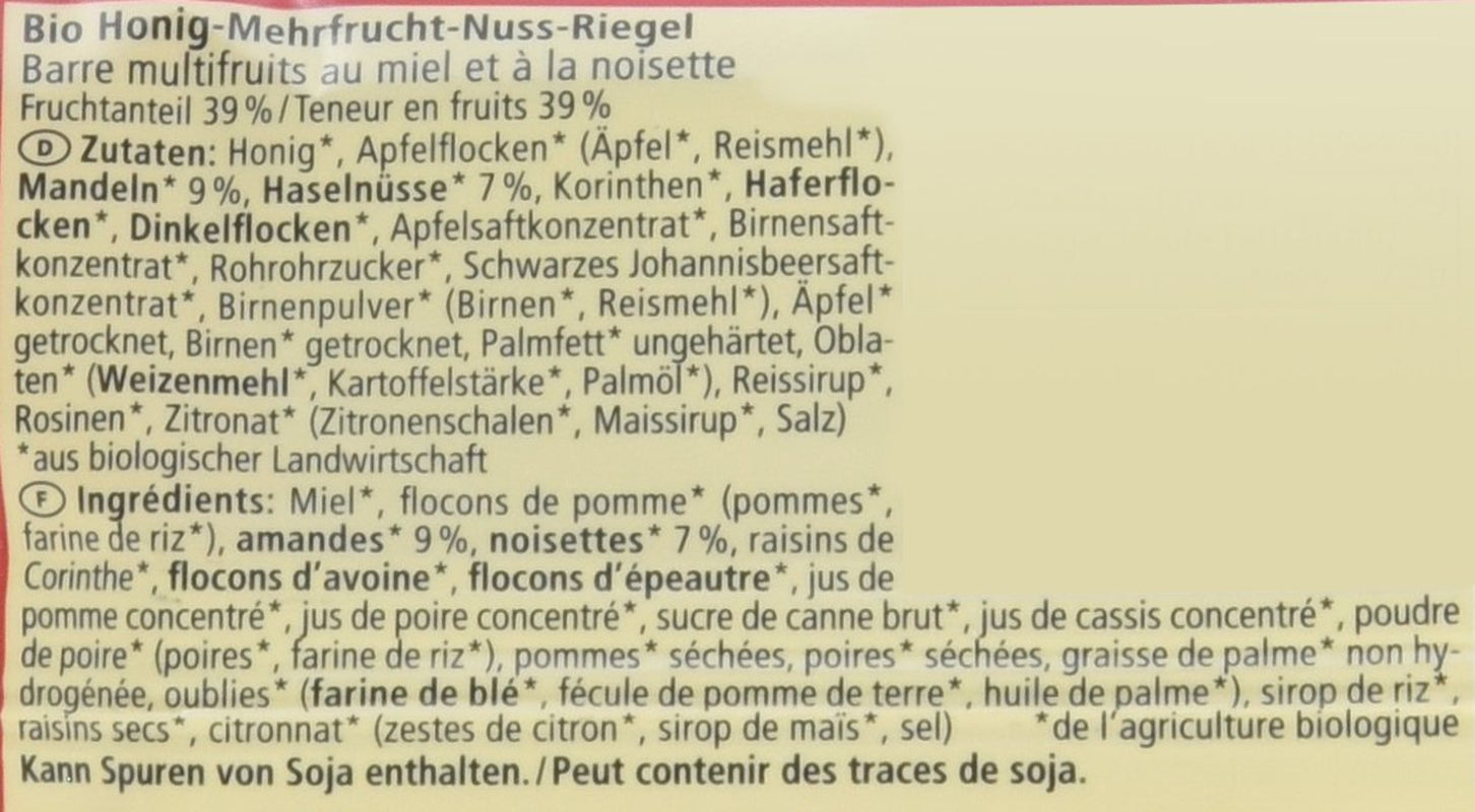 Bio Obstsalat-Riegel, paquet de 16 (16 x 40 g)