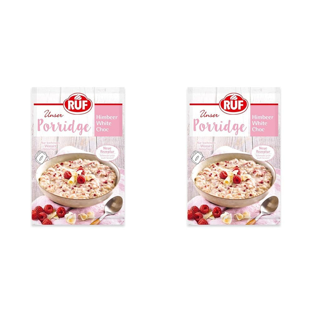Gruau instantané RUF aux fraises et à la vanille, un repas d'été à base d'avoine prêt en 3 minutes, 1 sachet x 65g