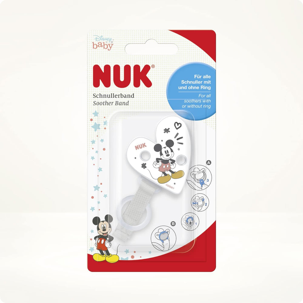 Chaîne et clip de sucette NUK | pour anneaux de sucette | Robuste et résistant à la rupture | Disney Mickey la souris