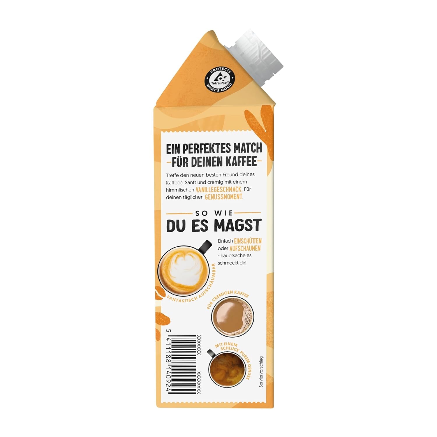 Alpro Barista Vanille – Zum Aufschäumen – Von Natur aus laktosefrei – Riche en substances de ballast, calcium et vitamines – 8 x 750 ml – Haltbar