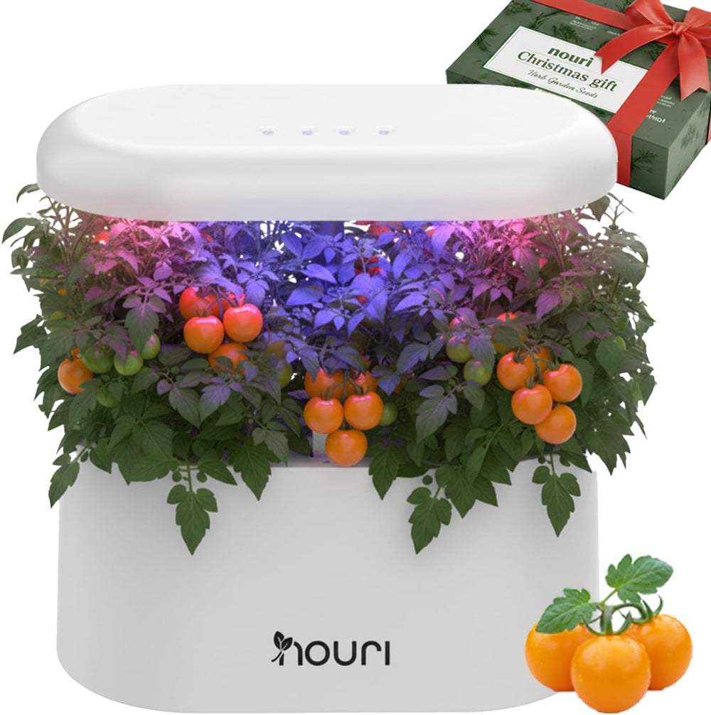 Nouveau pont 7 + basilic héritage | Jardin intelligent pour les cuisiniers à domicile | Système de culture hydroponique | Lampes de culture LED | Kit de jardinage d'herbes aromatiques d'intérieur pour les amateurs de plantes et les jardiniers, blanc