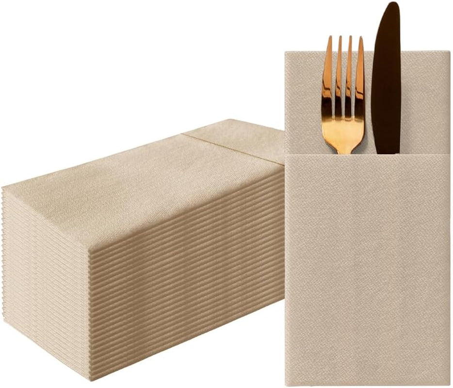 PAW - Șervețele pentru tacâmuri Airlaid - asemănătoare cu țesătura (pliere de 1/8) | 25 bucăți | Ideal pentru nunți, botezuri, comuniuni, zile de naștere | Saci de șervețele pentru tacâmuri | Monocolor, auriu