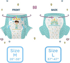 CutiePlusU Lot de 2 couches jetables pour incontinence avec rabats pour femmes et hommes, absorption maximale pendant la nuit – Petit Prince (moyen 71-96 cm)