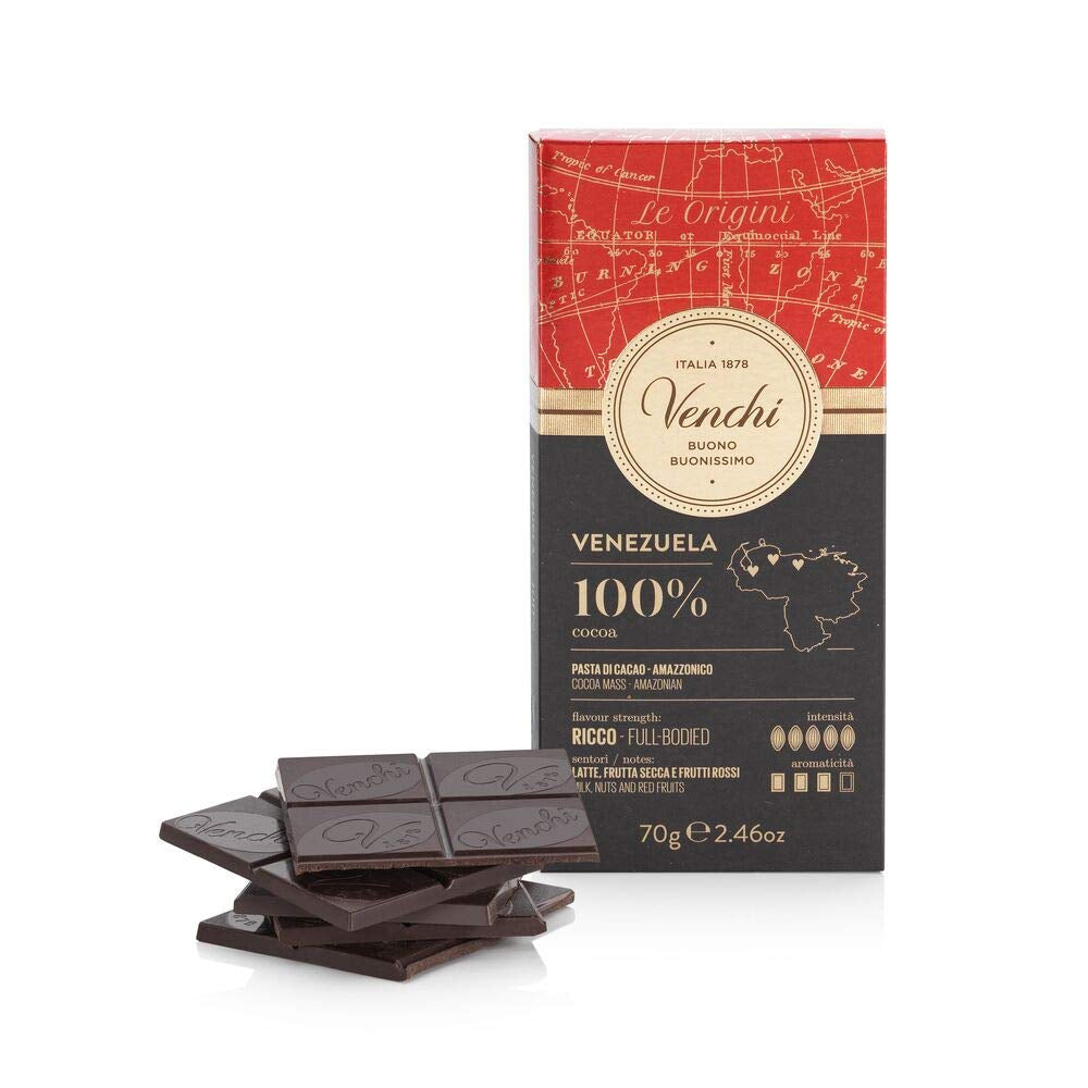 Venchi - Tablette de chocolat 85%, 70g - Aux fèves de cacao torréfiées croquantes - Sans gluten - Vegan