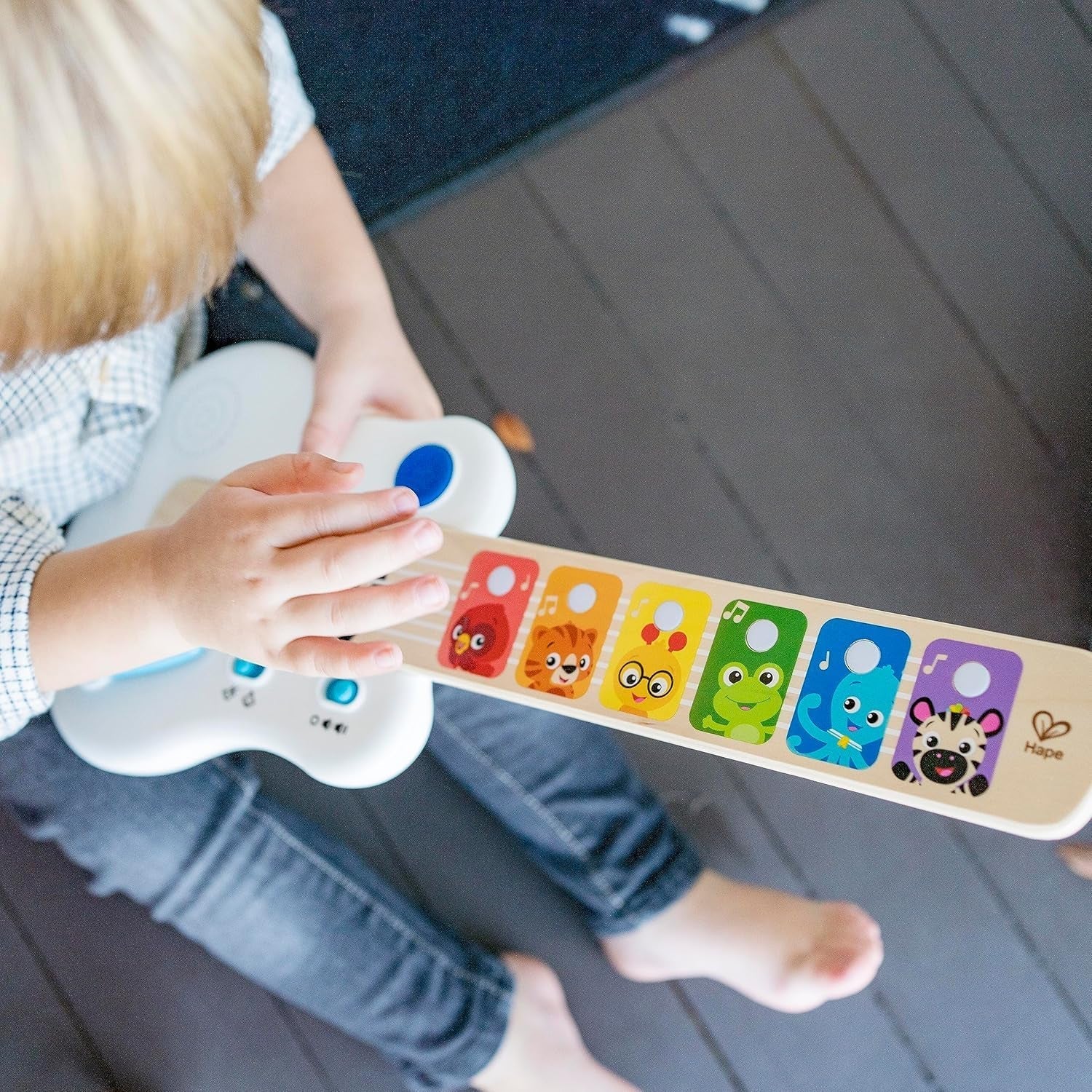 Baby Einstein, Hape, Strum Along Songs Magic Touch jucărie din lemn, jucărie muzicală din lemn chitară, instrumente muzicale electronice, jucărie senzorială și de activitate pentru copii, de la 6 luni Jucarii Bebe Naty Shop