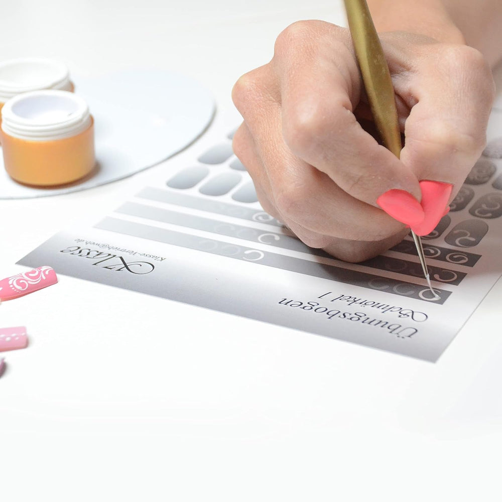 Übungsbögen Nageldesign Nailart (Grundlagen) 3Er Set Übungsbogen Starterset Übung Schulung Tipps Nagelset Nagelart Zubehor Zubehör Nail Art Zum Lernen Ohne Sticker Stickers Folie Brush Stamper ÜB001