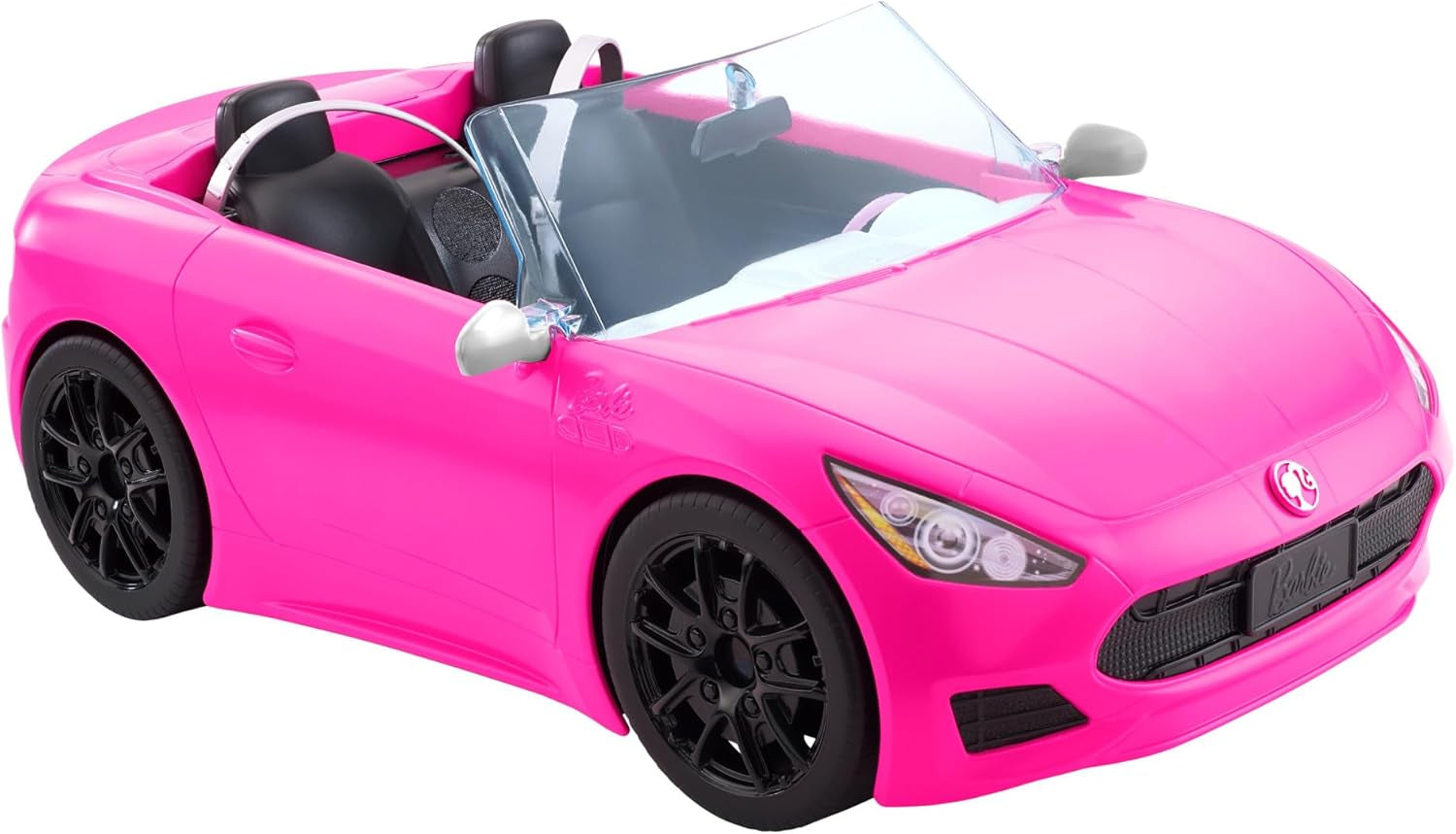 Barbie Puppe und Cabrio in rosa mit Glitzer, realistische Reifen Logo, Spielzeug ab 3 Jahren, DJR55